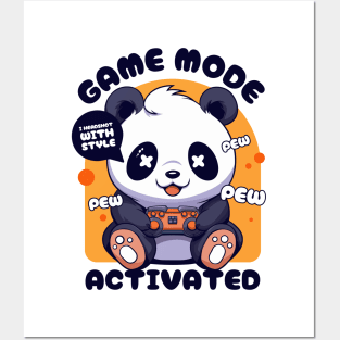 Gamer Panda Pew Pew Cute Kawaii Panda Video Games Posters and Art